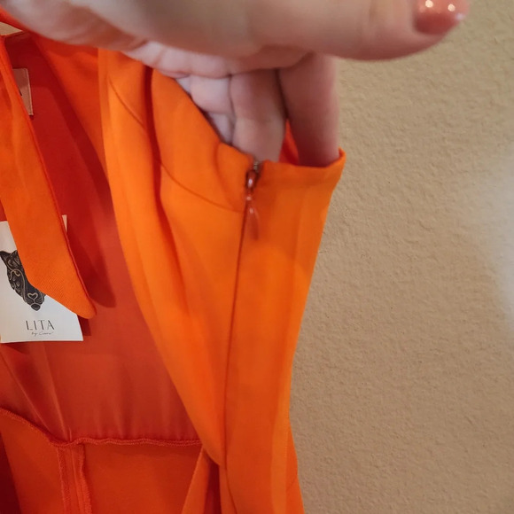 NWT Lita By Ciara Orange Cutout Flare Jumpsuit Viscose women's size XXL - Picture 13 of 14